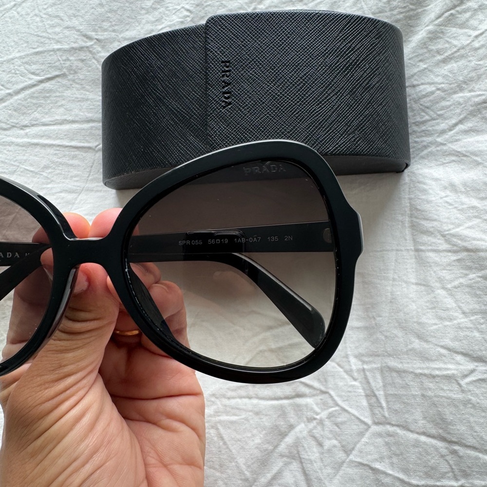 Prada Vintage Silver Logo Oversized Oval Black Mask Sunglasses - Picture 8 of 12